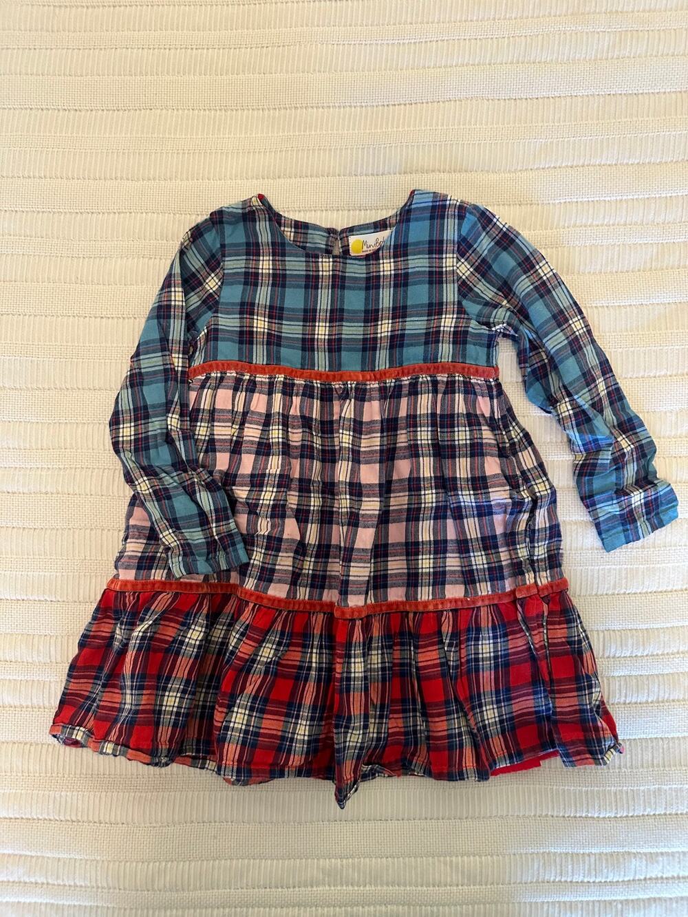 Mini Boden 4-5y Plaid Twirl Dress